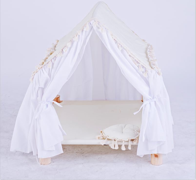 Pet House Tent Dog Kennel cat Kennel Spring and Summer Seasons can be dismantled and Washed Cute Princess Room Small Dog Teddy Bed.(White) - Image 3