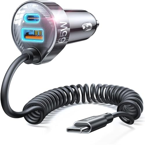 LISEN 4 in 1 Cigarette Lighter USB Charger Car Charger Fast Charge [2*USB C 45W+USB-A 30W+45W C-C Cable] 12v Car Phone Adapter Socket Accessories Gadgets for iPhone 17 15 Pro Max Samsung S26