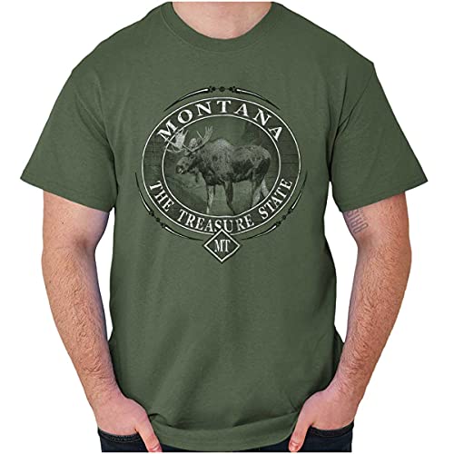 Montana Mt Rugged Mountain Moose Graphic T Shirt Men Or Women Military Green #TOP16