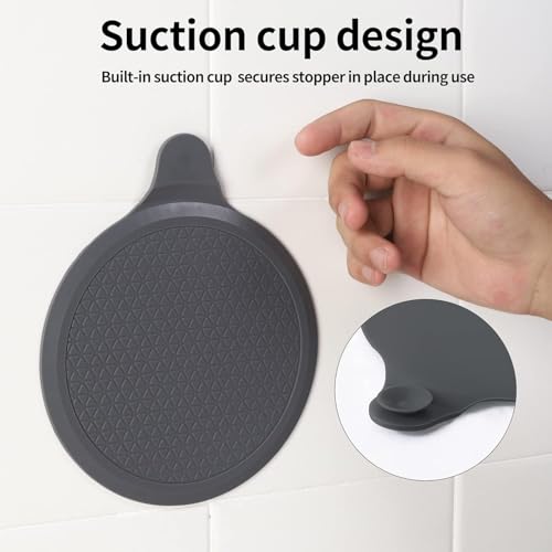 (2 Pack) Silicone Bathtub Stopper, 6" Extra Large Silicone Drain Plug, Universal Shower Drain Tub Stopper for Kitchen Gadgets Bathroom, Grey+White - Image 4