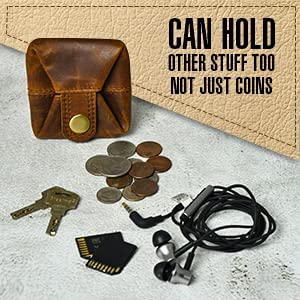 Leather Coin Pouch Change Holder Mini Pocket Wallet For Men Women (Vintage Brown, Pack Of 2) #TOP2