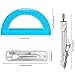 Tdfronien Students Geometry Math Set, Drawing Compass and 6 Inch Transparent Swing arm Protractor 180 Degree Math Protractor (Blue)