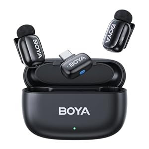 BOYA Mini Wireless Lavalier Microphone for Android/Tablets/PC with USB C Plug,Noise Reduction,30H Battery Life with Charging Case,AI Voice Changer,Lapel Microphone Wireless for Video Recording Podcast