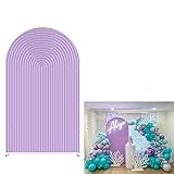 Picture of ittsmnt Arch Backdrop Covers Purple Ripples 3X6ft Arched Panels Covers for Wedding Birthday Parties Decorations Banquet Baby Shower Photography Background