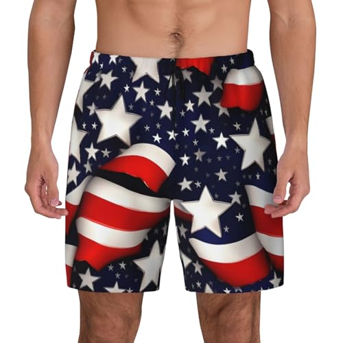 Short de bain pour homme imprimé drapeau américain maillot de plage confortable