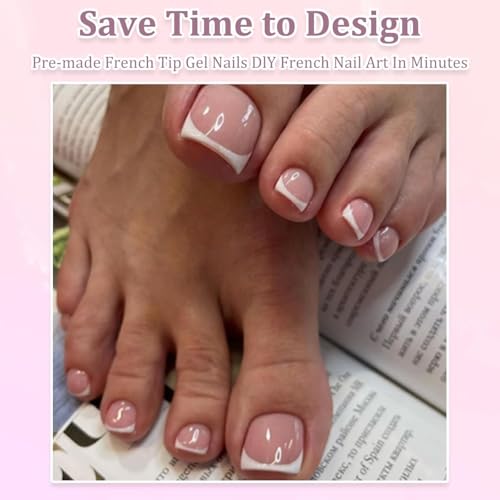 Image of 9 Color Press On Nails Fake Nail 216 Pcs, French tip press-on nails, Press on Nail, Artificial Nail Extensions Combo in Multicoloured, Full Cover Glossy Nude False Acrylic Nails for Women Girls (08, 216 count (Pack of 1))