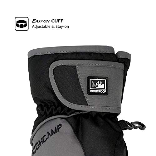 Highcamp Kids Boy Girl Waterproof Ski Snow Gloves Cold Weather Warm Winter Gloves, Steel M (6-8 Years) #TOP3