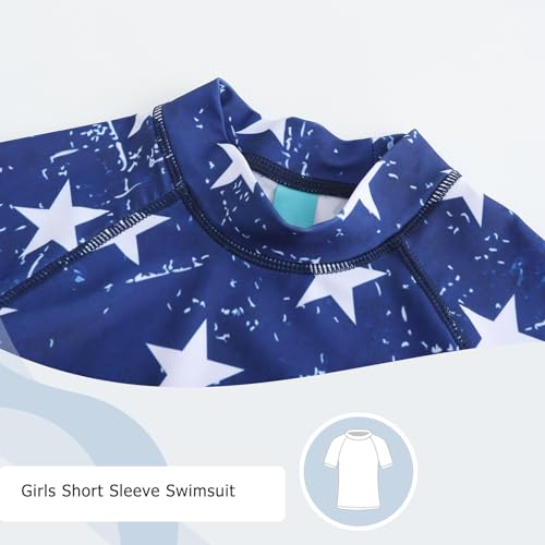 Image of Girls Short Sleeve Rash Guard Swim Shirt Girls Sun Protection Swimsuits Quick Dry Surf Tops Bathing Suits for Girls