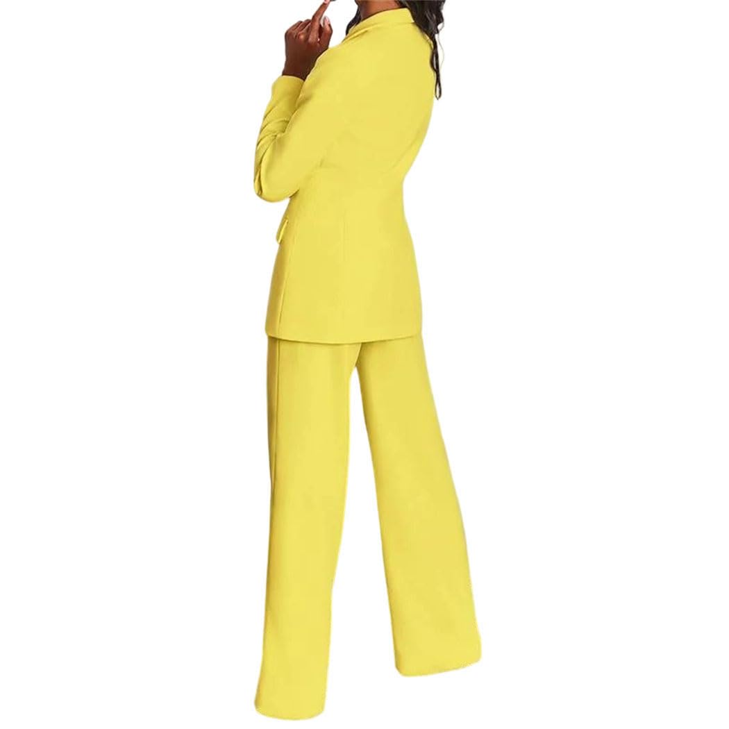 Women Loose Blazer Two Piece Set Long Sleeve Wide Leg Pants Spring Casual Business Outfit