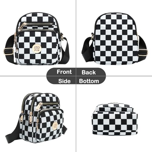 DOB SECHS Checkered Crossbody Bag Multi-pockets Small Messenger Bags for Women Cross Body Shoulder Bag Purse with Front Pocket2