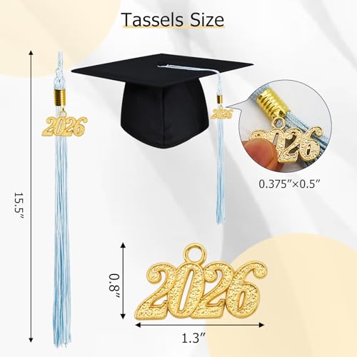 Image of GraduationMall Single&Multiple Color Graduation Tassel with 2026 Year Charm 9 inch
