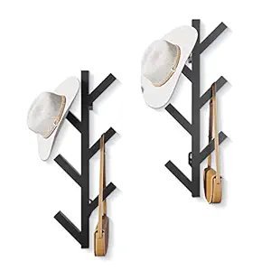 2 Pack Vertical Coat Rack Wall Mounted, RRG Metal Vertical Hat Rack for Wall, Modern Wall Coat Tree for Hats, Jackets, Bags, Entryway Bedroom (Height 16