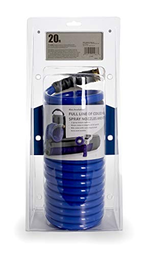 Camco 20’ Coiled Water Hose | Rust Resistant With Brass Fittings | Features A 1/2-Inch Id (41983), Blue #TOP7