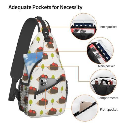 Cute Hedgehog Crossbody Bag Animal Shoulder Bag Backpack Cute Sling Bag Chest Casual Daypack for Outdoor4