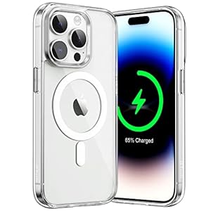 JETech Magnetic Case voor iPhone 14 Pro 6,1-Inch Compatibel met MagSafe Draadloos Opladen, Schokbestendig Bumper Telefoon Hoesje Cover, Krasbestendige Transparant Achterkant (Transparant)