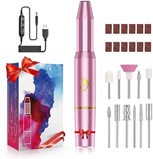 Electric Nail Files,Nail Drill Portable Electric Nail File 20,000 Rpm with 11 Changeable Drills and Sand Bands for Exfoliating, Grinding, Polishing, Nail Removing, Acrylic Nail Tools