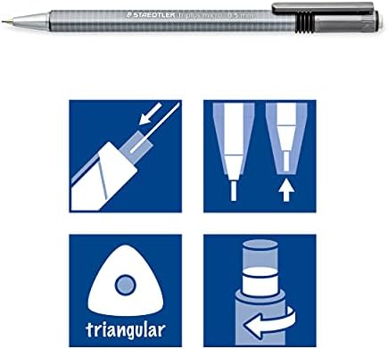 Staedtler Triplus Micro 77425BK25D Triangular Mechanical Pencil 0.5mm with Lead Refill Tube