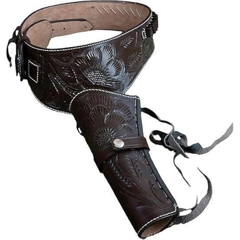 AS HANDCRAFT Full Grain DD Harness Buff Leather Gun Holster, Heritage Rough Rider 357 Magnum Holster, Cowboy Gun Belt & Holster for .44/45 Cal Revolver (Brown_Left_38-40 Inch) Cover