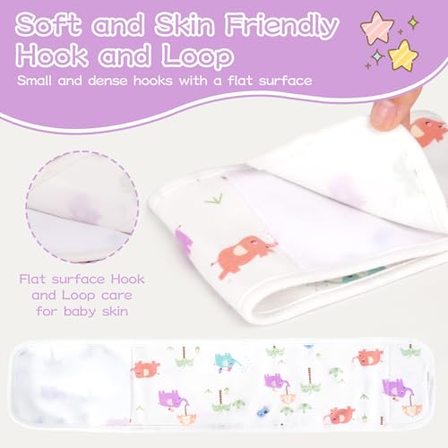 Image of 4 Pack Umbilical Cord Belly Band, Soft Cotton Adjustable Newborn Navel Wrap, Cartoon Elephant Baby Tummy Protector for 0-12 Months Infant Gift