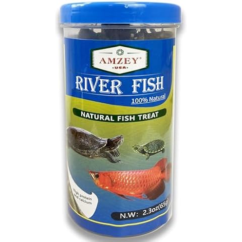 Amzey 2.3 oz Dried River Fish - Natural Food for Turtles, Terrapins, Reptiles and Large Tropical Fish Cover