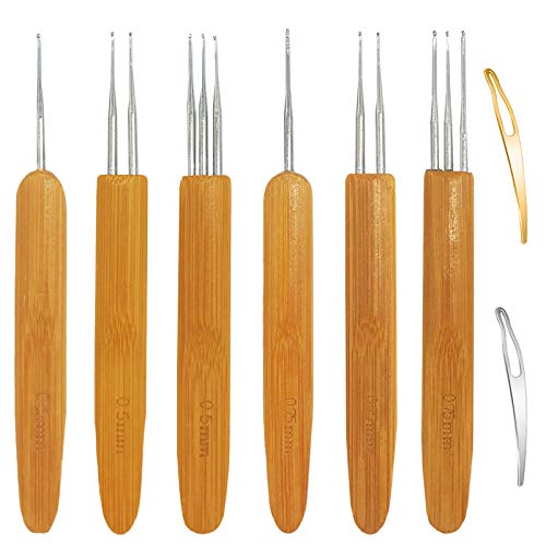 8 Pcs Dreadlock Crochet Hook Tool,6 Hair Weaving Needle Crochets with 2 Interlocking Tool for Hair Dreadlocks,Braid Crafts(1 Hook,2 Hooks,3 Hooks,0.75mm,0.5mm)
