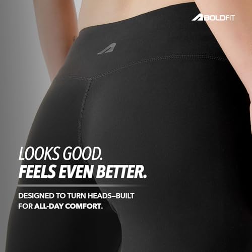 Image of Boldfit Cross-Waist Leggings for Women High-Rise Yoga Pants with Flattering Fit, Tights for Women Workout 4-Way Stretch Poly-Spandex Blend, Gusset for Mobility, Stylish Athleisure & Workout Wear