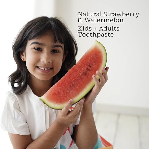 Image of Clockwork Kids Toothpaste with 5% HydroXy (Nano-Hydroxyapatite + Xylitol) | Enamel Repair & Cavity Protection | Fluoride Free, SLS Free | Strawberry Watermelon 80g | Pack of 2