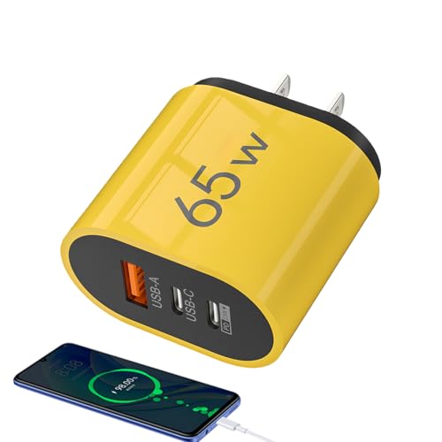 Cargador USB, 3 Puertos 65W Seguro Rápido - Adaptador de Carga USB a Enchufe, para Teléfono, Computadora Portátil, Oficina, Apartamento, Sala de Estar, Viaje, Viaje de Trabajo