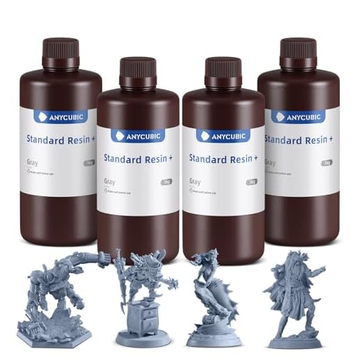 ANYCUBIC Upgraded Standard 3D Printer Resin, 405nm SLA Fast UV-Curing Resin, High Precision & Rapid Photopolymer for 8K Capable LCD/DLP/SLA 3D Printing (4Packs*1kg Grey, 4kg in Total)