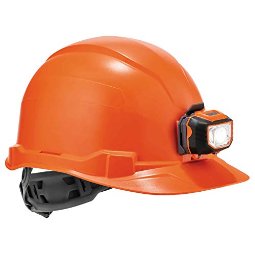 🔥 Flash Sale Hard Hat with Light, Cap Style, Ratchet Suspension, Class E, Ergodyne Skullerz 8970LED, Orange