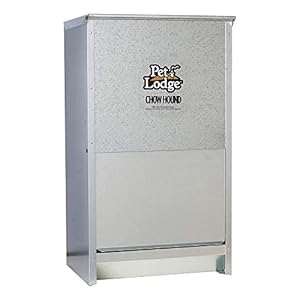 Little Giant Pet Lodge 50 Pound Capacity Indoor and Outdoor Dry Food Automatic Heavy Gauge Steel Chow Hound Dog Feeder (2 Pack)