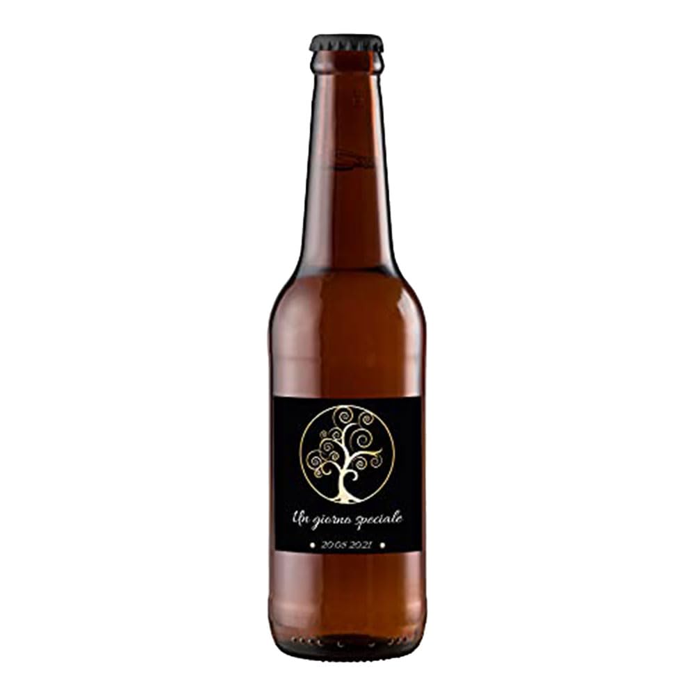 24 bottiglie di birra Personalizzate - Idea esclusiva e originale per bomboniere di matrimonio, comunione, battesimo e anniversario (Albero della vita, 0,33 L)