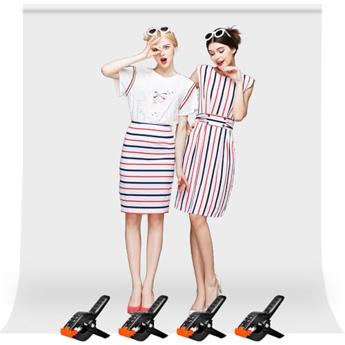 Heysily Sfondo Fotografico Bianco 2x3m - Lavabile Sfondi Fotografici per Compleanno, Studio Fotografico, Streaming, YouTube e Produzione Video, Sfondo Portatile e Pieghevole con 4 Terminali