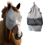 Horse Fly Mask Without Ears - 95% UV Eye Protection - Built-in Visor - Breathable, Lightweight Mask - Adjustable Fit for Standard Horses Medium/Large Size