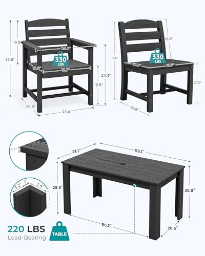 Image of SERWALL Outdoor Dining Set for 10, w / 2 Tables & 10 Chairs, Black