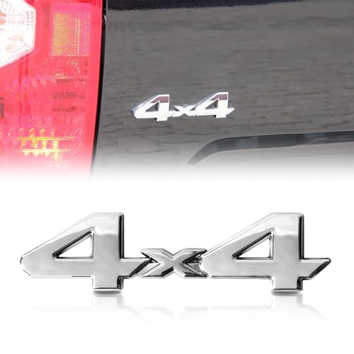 Image of 3D Raised ABS Universal 4x4 Decal Blackout Emblem Sticker Full Coverage 3 /M Adhesive Replacement for Toyota Tundra Tacoma Dodge Ram etc (Silver)
