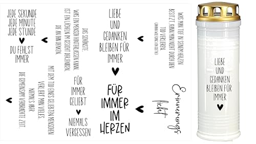 Fräulein Lotti | Wasserschiebefolie fuer Grabkerzen - Thema: Grabkerzen 2 | Tattoofolie | schwarz DIN A5