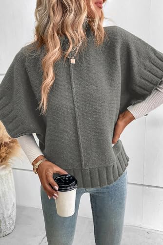 Versatile Short Sleeve Knit Sweater: Modern Style in Medium Grey2