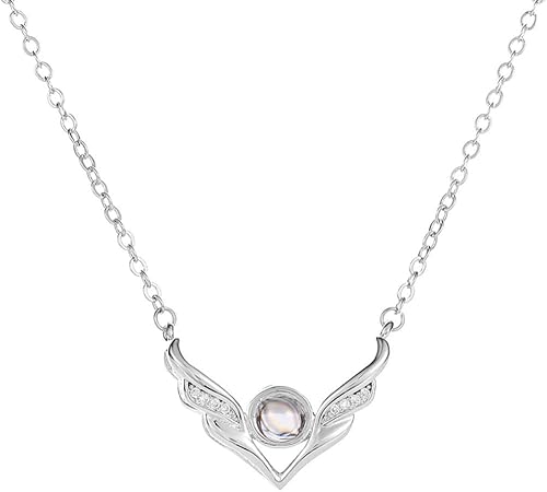 Collar con texto en inglés "I Love You" en 100 idiomas, collar de proyección de memoria amorosa, joyería para mujer, Metal, No es una piedra preciosa