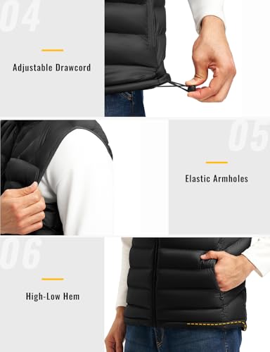 Image of Rdruko Men's Puffer Vest Lightweight Outerwear Winter Warm Outdoor Hiking Casual Vest with 5 Pockets