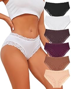 ALL OF ME 6er Pack Baumwolle Unterwäsche Damen Unterhosen Frauen Brazilian Slip Baumwoll Spitze Slips Soft Hipster Sexy Panties Unterhose Women Underwear Weich Unterhose Mehrpack S-XL
