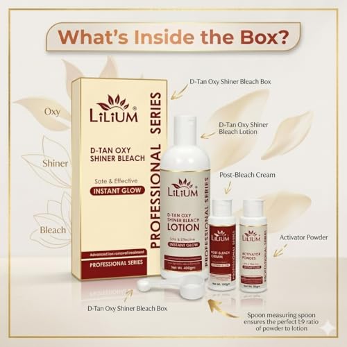 Image of Lilium D-TanOxy Shiner Bleach 580g | Instant Natural Glow |Safe & Effective| Advanced Tan Removal Formula | Glycolic Acid | Clove Oil | Eucalyptus Oil | For All Skin Types | Salon, Spa, Home & Professional Use