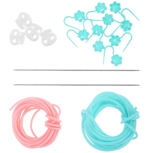 Angoily Sujetapuntos para Tejer de Plástico 2 Agujeros Tubos Sujetapuntos Multifuncionales en Colores Rosa y Verde Agua Accesorios para Sujetar Puntos de Ganchillo y Protección de