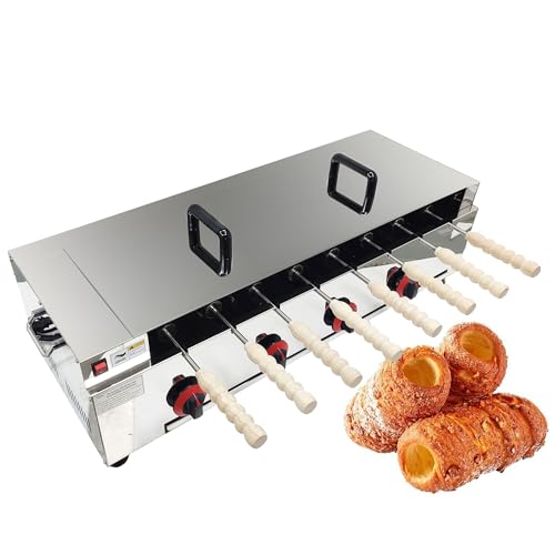 Image of INTSUPERMAI LPG Chimney Cake Oven 220V Ice Cream Cone Machine Chimney Cake Roll Maker Electric Oven with 8 PCS Wooden Roll Tools Stainless Steel Ice Cream Cone Grill Maker