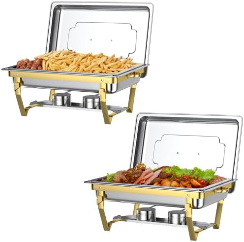 Chafing Dishes for Buffet Set: Chafers for Catering - Chafing Dish Buffet Set with Lids | Chafers and Buffet Warmers Sets | Serving Food Warmer | Chafers Servers Sets