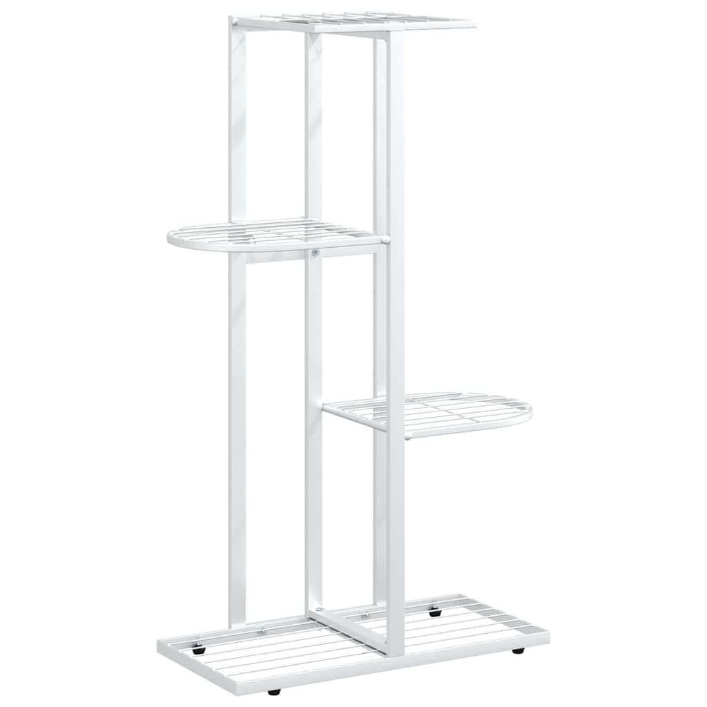 Porta pianta interna supporto per piante 4 livelli 43 x 22 x 76 cm bianco metallo supporto per vaso scaffale di fiori per soggiorno, ufficio, balcone, giardino