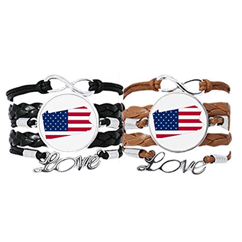 Bracelet cuir double motif Pennsylvanie une idée cadeau originale et mixte