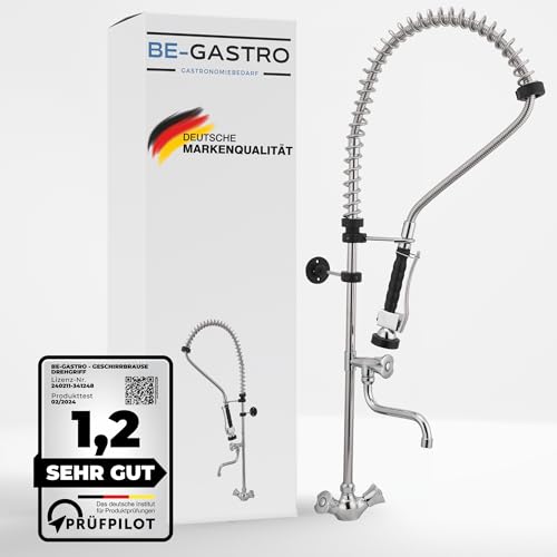 BE-GASTRO I Robinet de douche professionnel gastronomique à un trou « Premium » noir, avec robinet, robinet industriel, douchette industrie, mitigeur et...