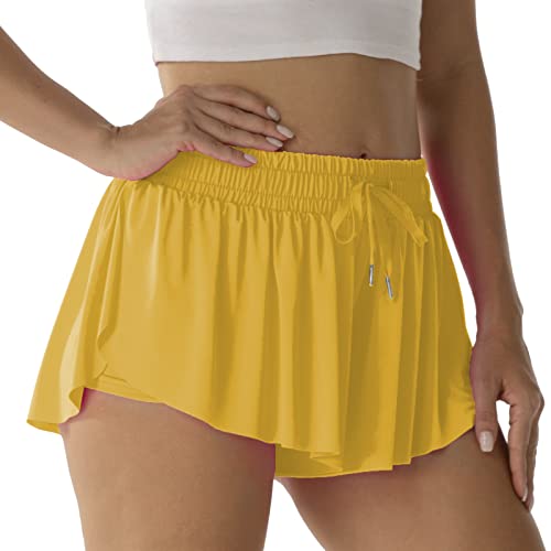 Image of Flowy Athletic Shorts for Women Running Tennis Butterfly Shorts Girls 2-in-1 Double Layer Quick-Drying Comfy Shorts