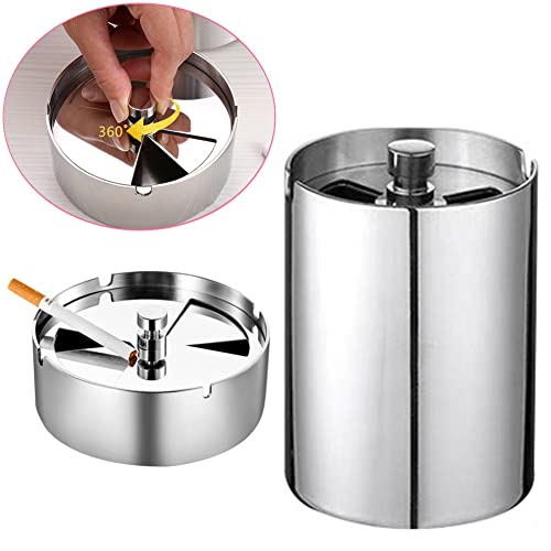 卓上 灰皿 車用 ふた付き 304ステンレス製 はいざら 車載 室内 屋外 蓋付き 大容量 カー灰皿 シンプル おしゃれ 車 部屋 回転式蓋 防錆 つや消し加工 密閉 防水 防臭 水洗い可 灰捨て簡単 S M Lサイズ )